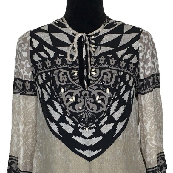 Hale Bob Cabana Tunic Top 100% Silk Chiffon XS - Picture 3 of 8